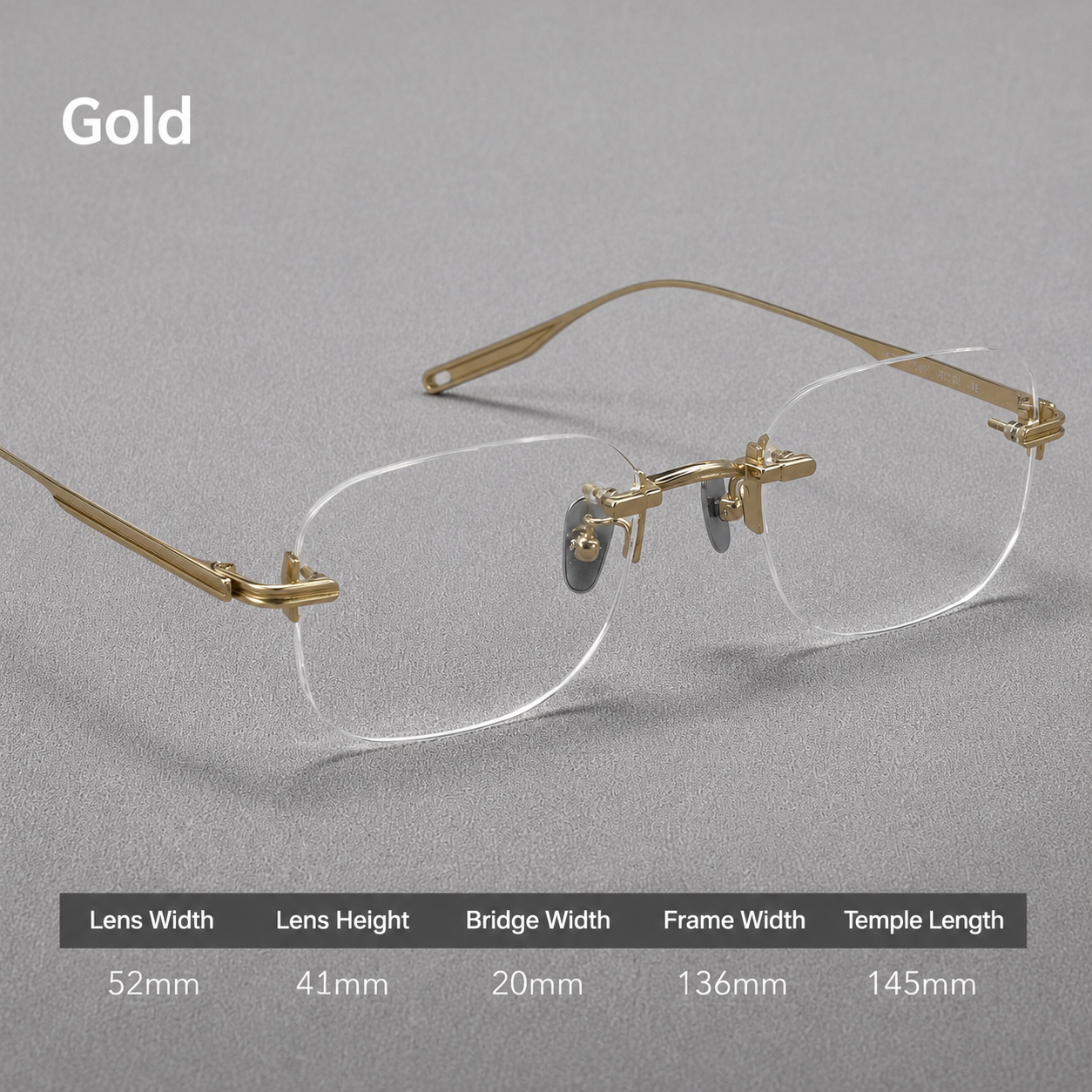 H603H Rimless Rectangle Pure Titanium Eyeglasses – Lightweight Frameless Optical Frame
