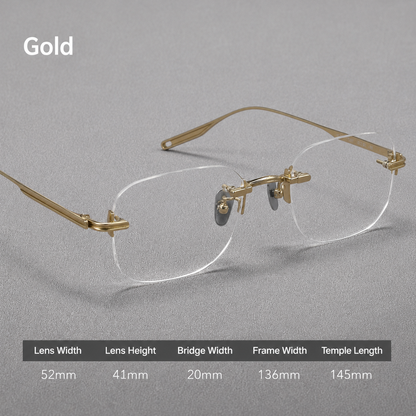 H603H Rimless Rectangle Pure Titanium Eyeglasses – Lightweight Frameless Optical Frame