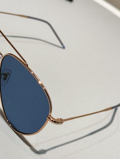R0101S Reverse Aviator Sunglasses – Rose Gold Frame Blue Lens 62mm