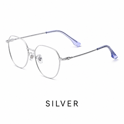 58007 Pure Titanium Geometric Eyeglasses – Lightweight Unisex Optical Frame