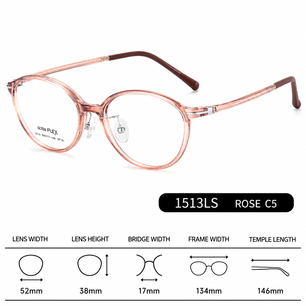 1513 Lightweight Round Eyeglasses – Flexible TR Unisex Optical Frame