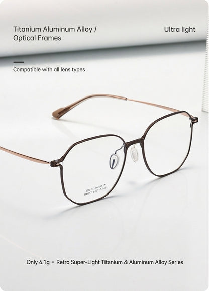 99812ZM Lightweight Titanium Geometric Eyeglasses – Unisex Retro Optical Frame