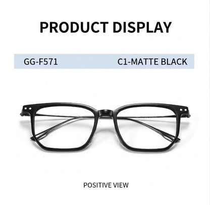 GG-F571 Lightweight Square Acetate & Titanium Eyeglasses – 52mm Unisex Optical Frame
