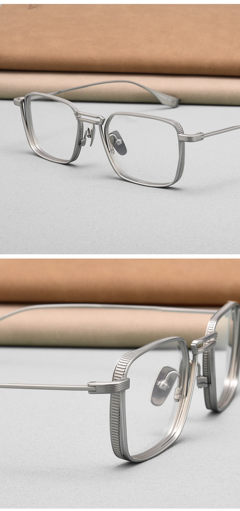 DTX125S Pure Titanium Square Eyeglasses – Lightweight Vintage Metal Frame | 2 Sizes