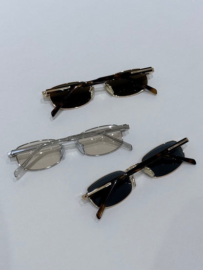 54mm- Unisex Slim Rectangle Metal Sunglasses – UV400 Lightweight Frame