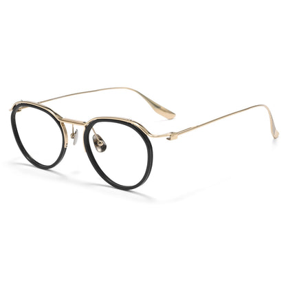 8120Y Pure Titanium Round Eyeglasses with Blue Light Blocking Lens – Lightweight Vintage Optical Frame