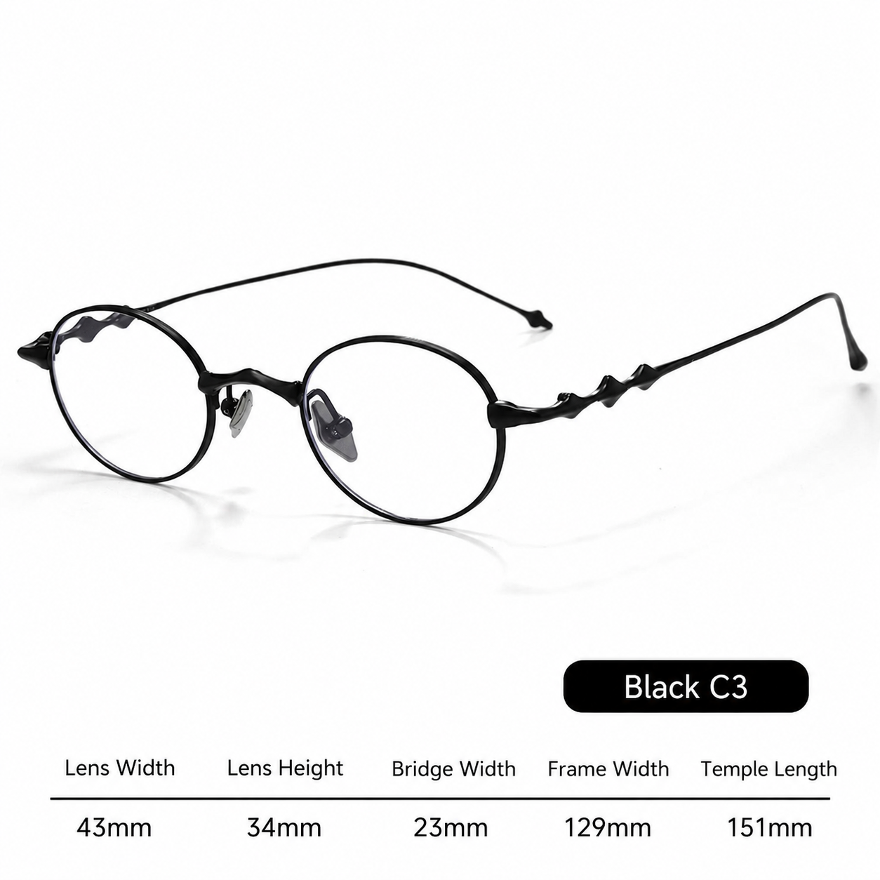 20899Y Oval Titanium & Metal Eyeglasses – 43mm Small Blue Light Glasses