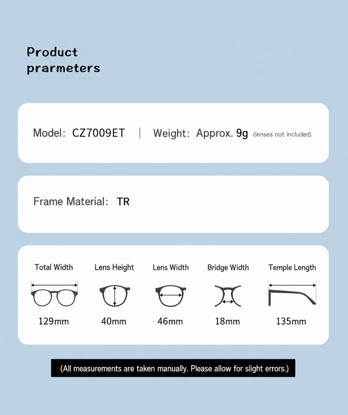 CZ7009ET Kids Round Eyeglasses – Lightweight Flexible TR Children’s Glasses | 46mm