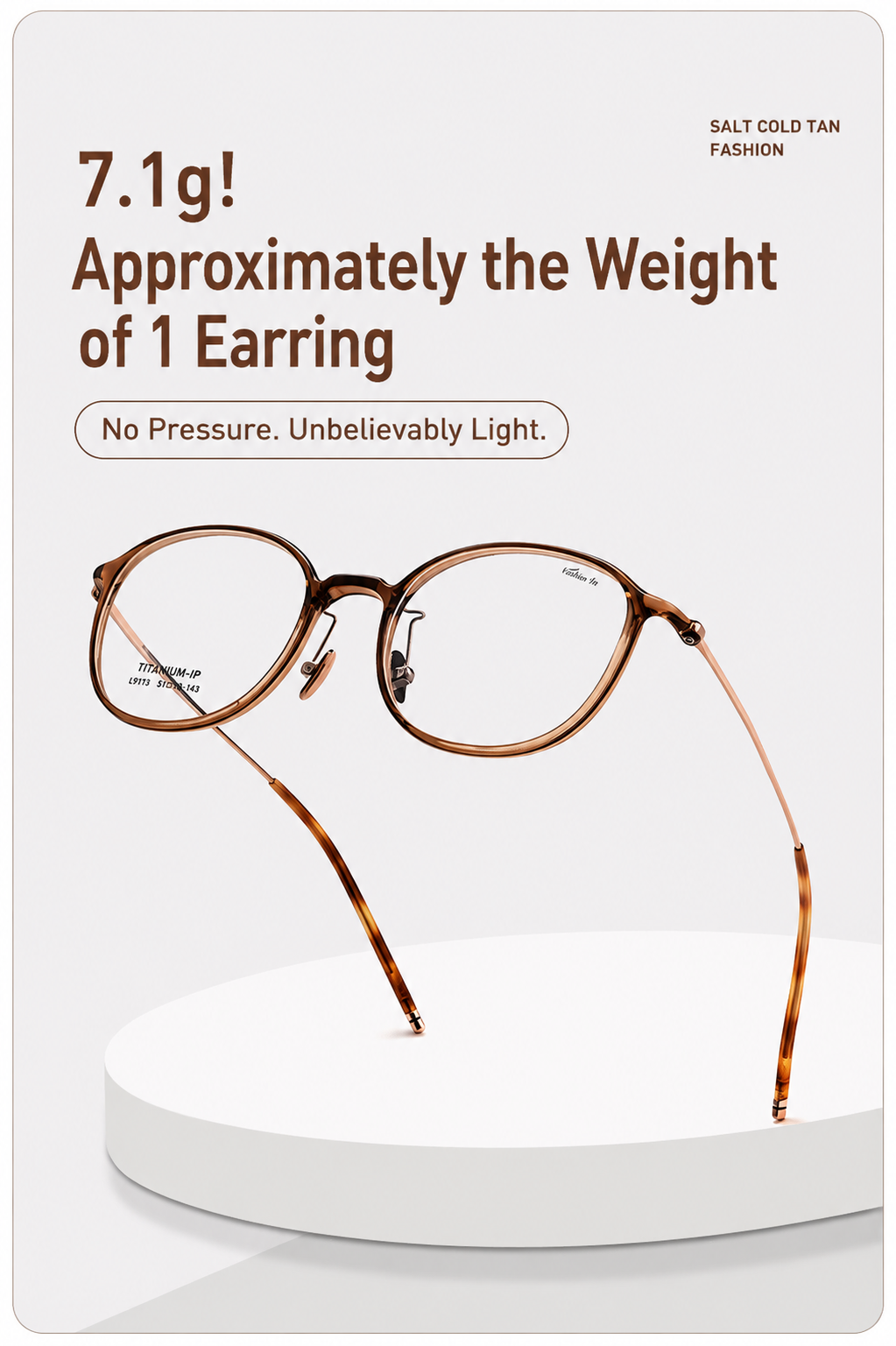 L9113Y Lightweight Titanium Round Prescription Eyeglasses