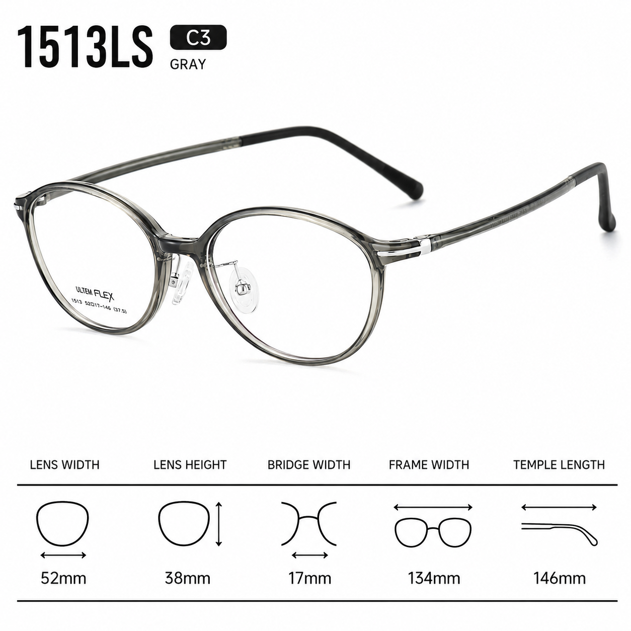1513 Lightweight Round Eyeglasses – Flexible TR Unisex Optical Frame