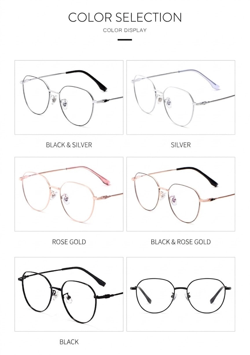 58007 Pure Titanium Geometric Eyeglasses – Lightweight Unisex Optical Frame