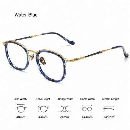 M3118 Lightweight Acetate & Titanium Round Eyeglasses