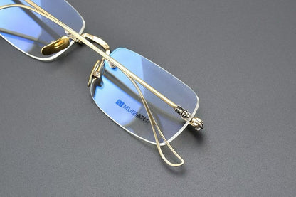 CH2072 Rimless Rectangle Titanium Optical Glasses – Unisex Lightweight Frame