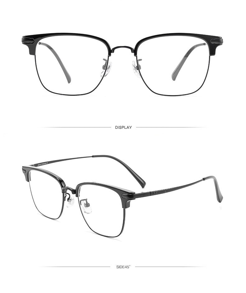 122616Y Lightweight Half Titanium Rectangle Eyeglasses – Unisex