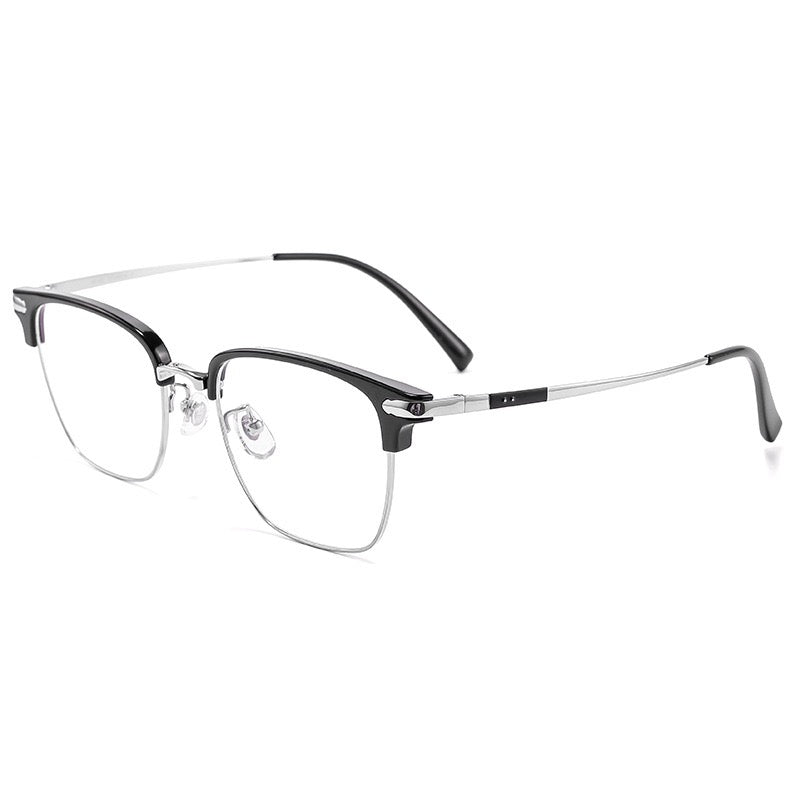 122616Y Lightweight Half Titanium Rectangle Eyeglasses – Unisex
