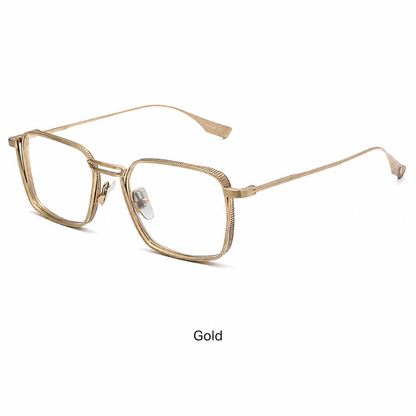 DTX125S Pure Titanium Square Eyeglasses – Lightweight Vintage Metal Frame | 2 Sizes