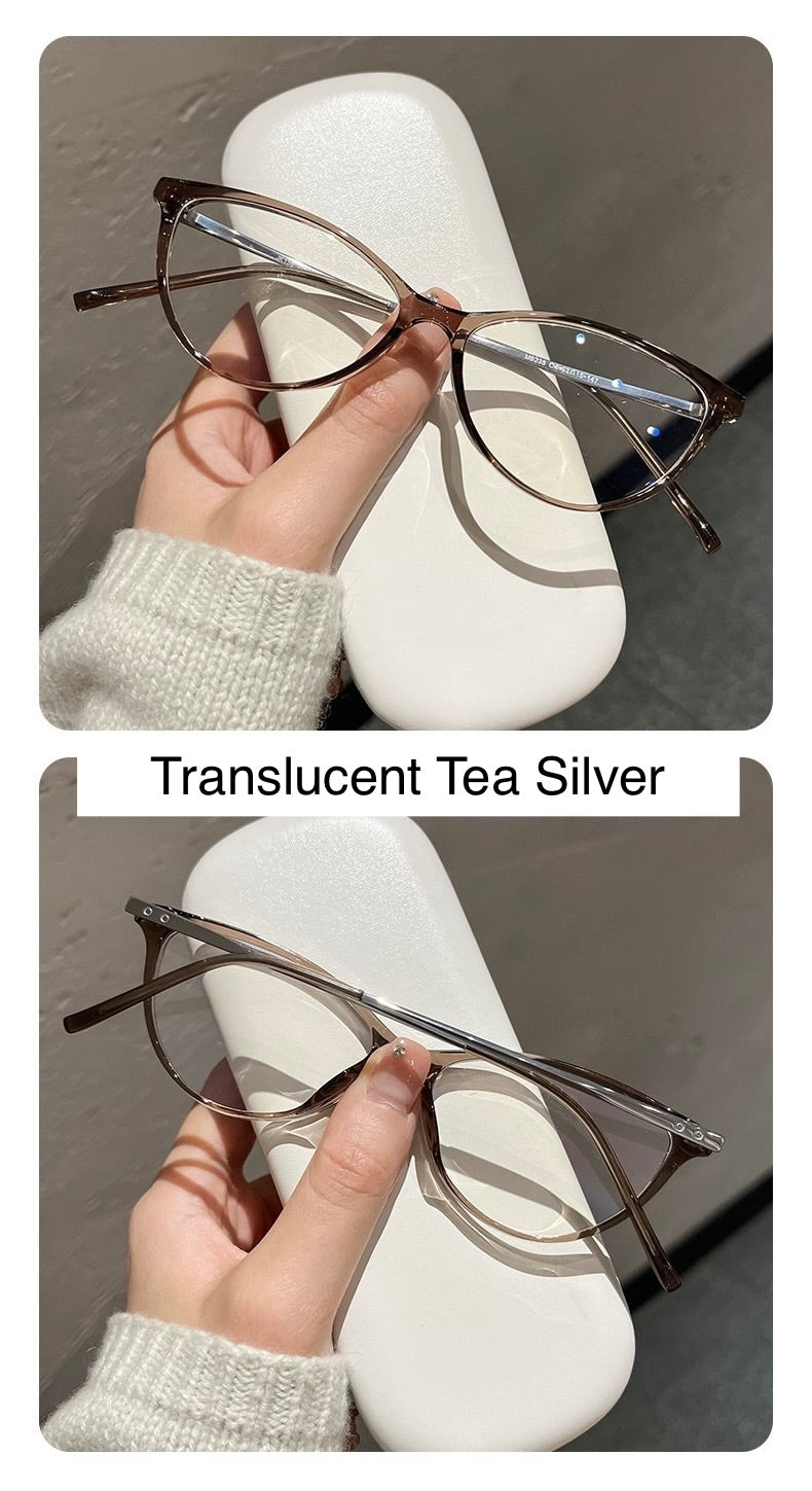M8238Z Lightweight Cat-Eye Eyeglasses – TR & Titanium Frame
