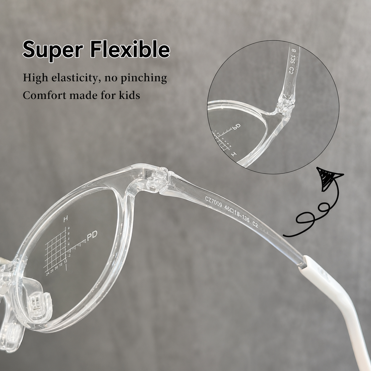 CZ7009ET Kids Round Eyeglasses – Lightweight Flexible TR Children’s Glasses | 46mm