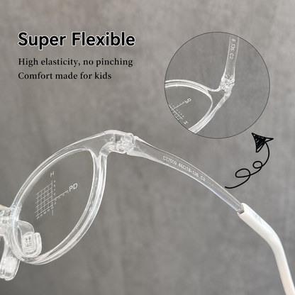 CZ7009ET Kids Round Eyeglasses – Lightweight Flexible TR Children’s Glasses | 46mm