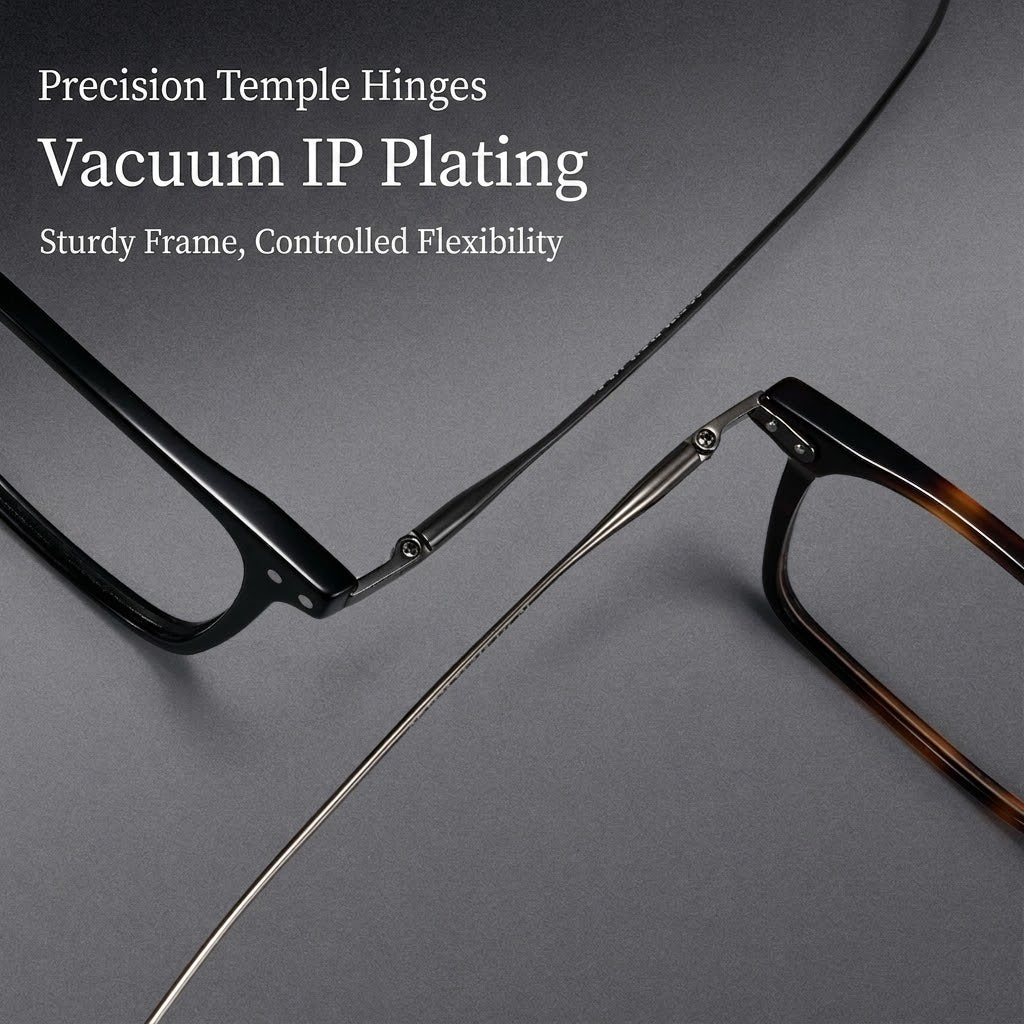 GG-F571 Lightweight Square Acetate & Titanium Eyeglasses – 52mm Unisex Optical Frame