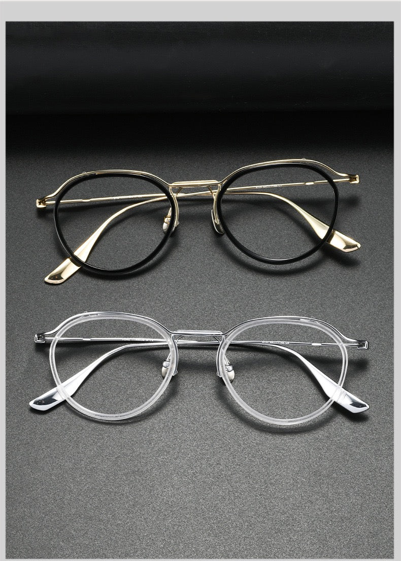 8120Y Pure Titanium Round Eyeglasses with Blue Light Blocking Lens – Lightweight Vintage Optical Frame