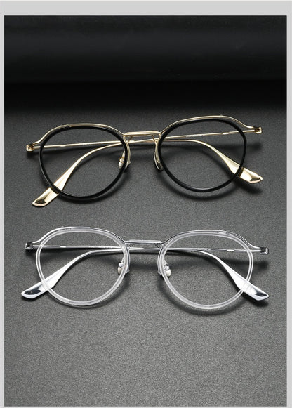 8120Y Pure Titanium Round Eyeglasses with Blue Light Blocking Lens – Lightweight Vintage Optical Frame
