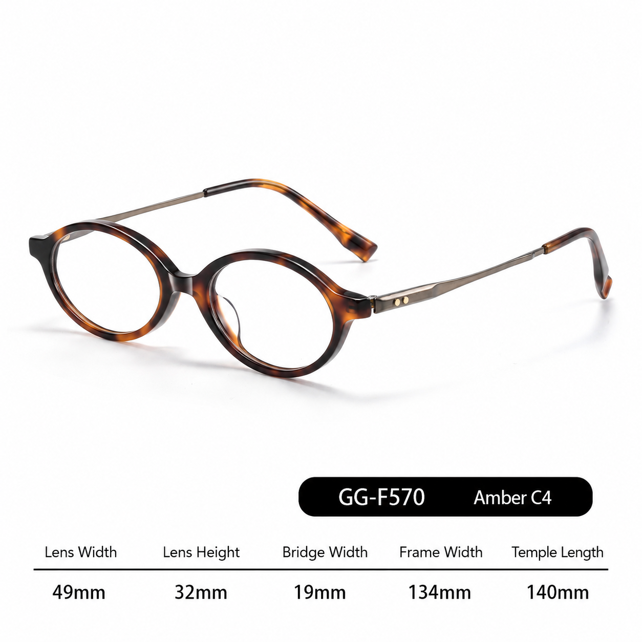 GG-F570 Lightweight Round TR & Titanium Eyeglasses – 49mm Unisex Optical Frame