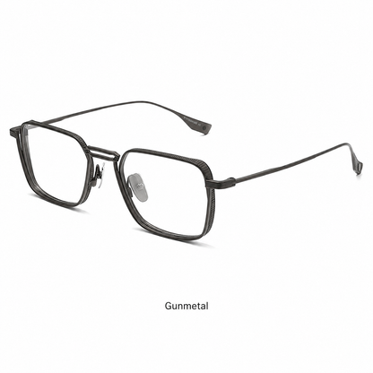DTX125S Pure Titanium Square Eyeglasses – Lightweight Vintage Metal Frame | 2 Sizes