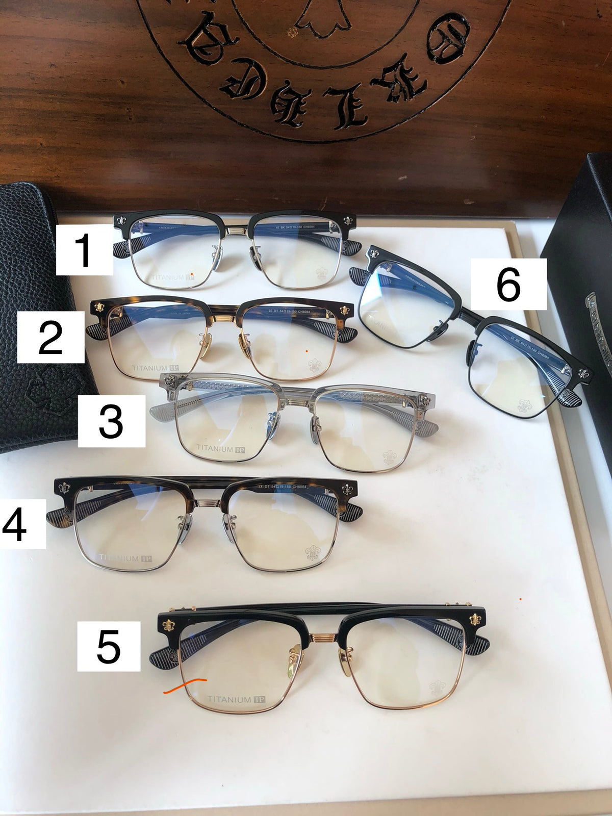 CH8084 Titanium Browline Square Optical Glasses – Unisex 54-19-150