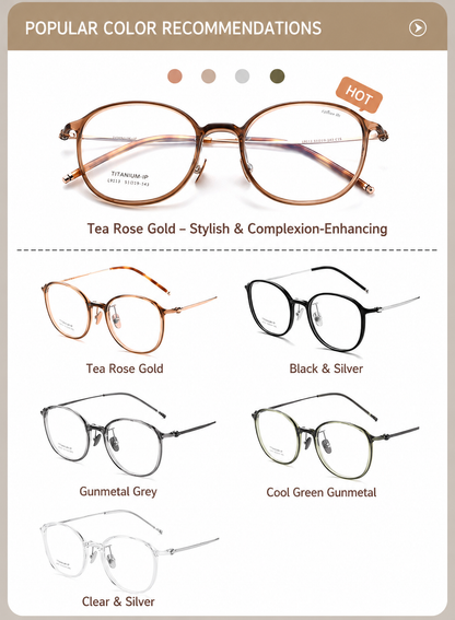 L9113Y Lightweight Titanium Round Prescription Eyeglasses