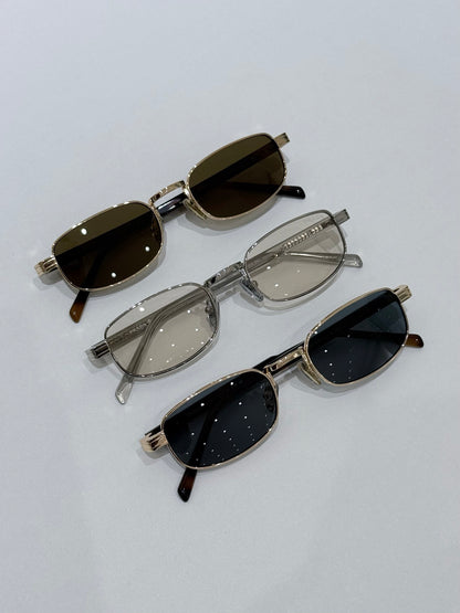 54mm- Unisex Slim Rectangle Metal Sunglasses – UV400 Lightweight Frame