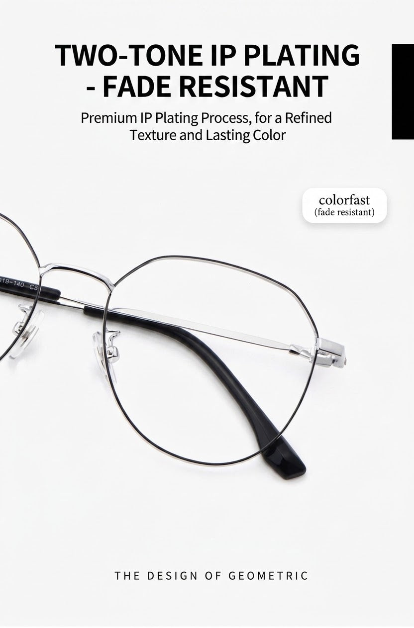 58007 Pure Titanium Geometric Eyeglasses – Lightweight Unisex Optical Frame