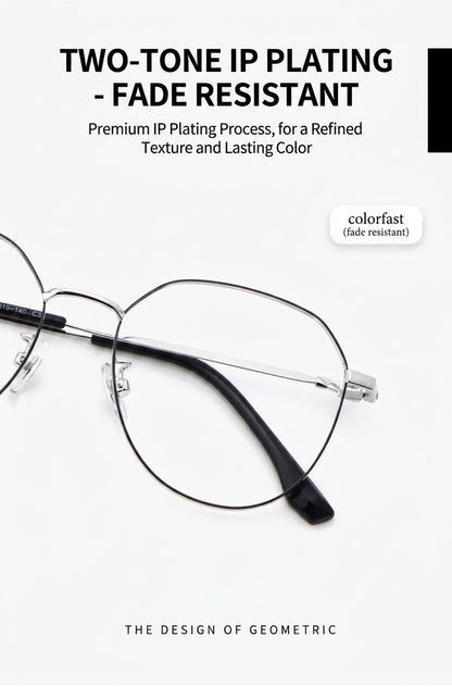 58007 Pure Titanium Geometric Eyeglasses – Lightweight Unisex Optical Frame