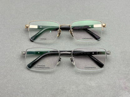 55mm-Unisex Lightweight Titanium Alloy Semi-Rimless Rectangle Optical Glasses