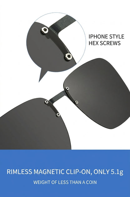 8871 Square Pure Titanium Magnetic Clip-On Prescription Eyeglasses