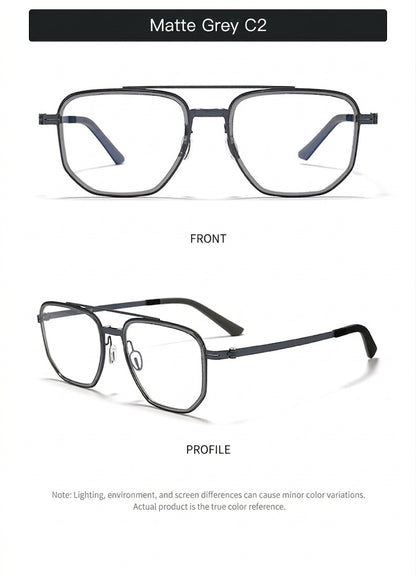 8871 Square Pure Titanium Magnetic Clip-On Prescription Eyeglasses