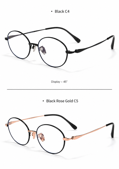 PT08165 Lightweight Titanium Oval Eyeglasses – Unisex 52mm Metal Frame