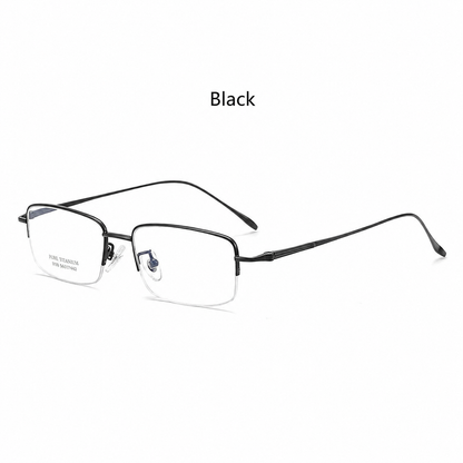 8039 Pure Titanium Semi-Rimless Rectangular Eyeglasses – Lightweight Men’s Optical Frame