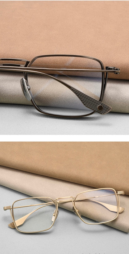 DTX125S Pure Titanium Square Eyeglasses – Lightweight Vintage Metal Frame | 2 Sizes