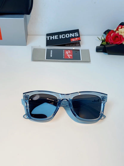 BR 0502 S Reverse Concave Lens Square Sunglasses – Transparent Ice Blue