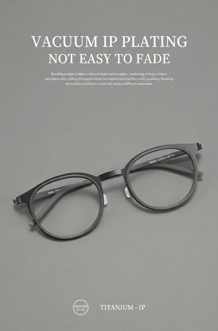 923641Y Round Acetate Titanium Eyeglasses – Lightweight Unisex Optical Frame