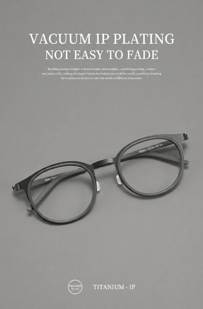923641Y Round Acetate Titanium Eyeglasses – Lightweight Unisex Optical Frame