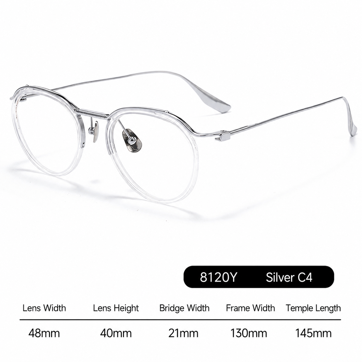8120Y Pure Titanium Round Eyeglasses with Blue Light Blocking Lens – Lightweight Vintage Optical Frame