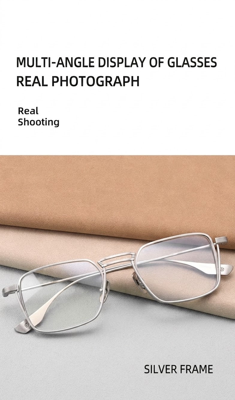DTX125S Pure Titanium Square Eyeglasses – Lightweight Vintage Metal Frame | 2 Sizes