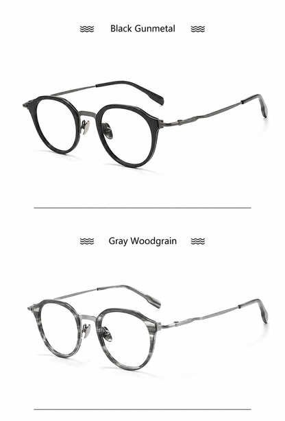 M80910S Lightweight Round Eyeglasses – TR & Titanium Combination Frame