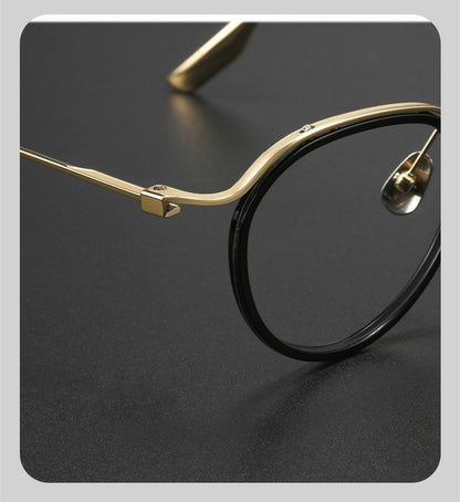 8120Y Pure Titanium Round Eyeglasses with Blue Light Blocking Lens – Lightweight Vintage Optical Frame