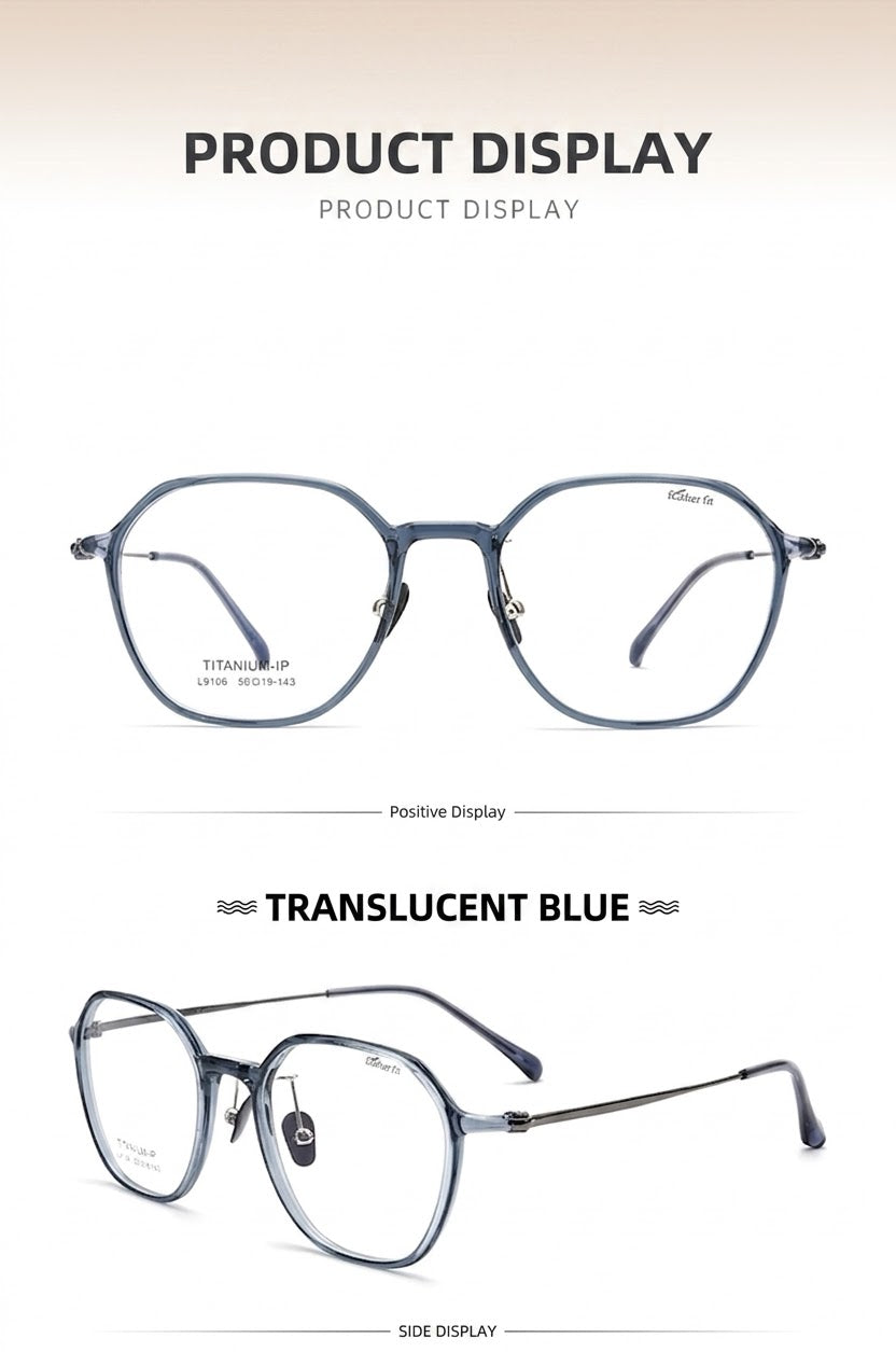 L9106 Lightweight TR90 Titanium Eyeglasses – Unisex Geometric Frames