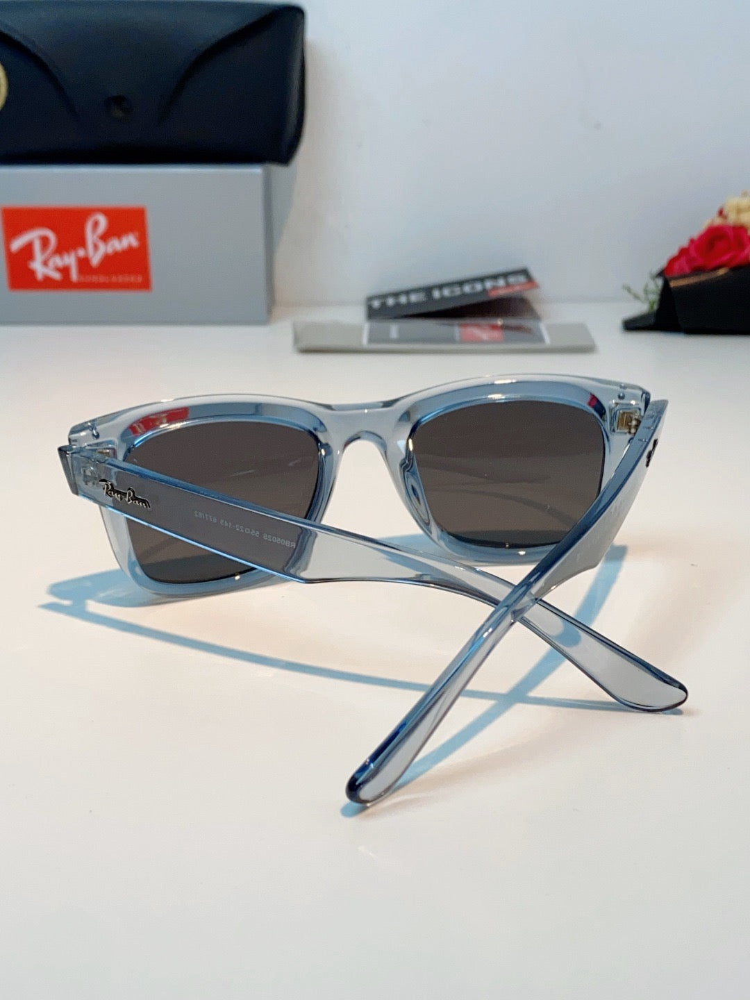 BR 0502 S Reverse Concave Lens Square Sunglasses – Transparent Ice Blue