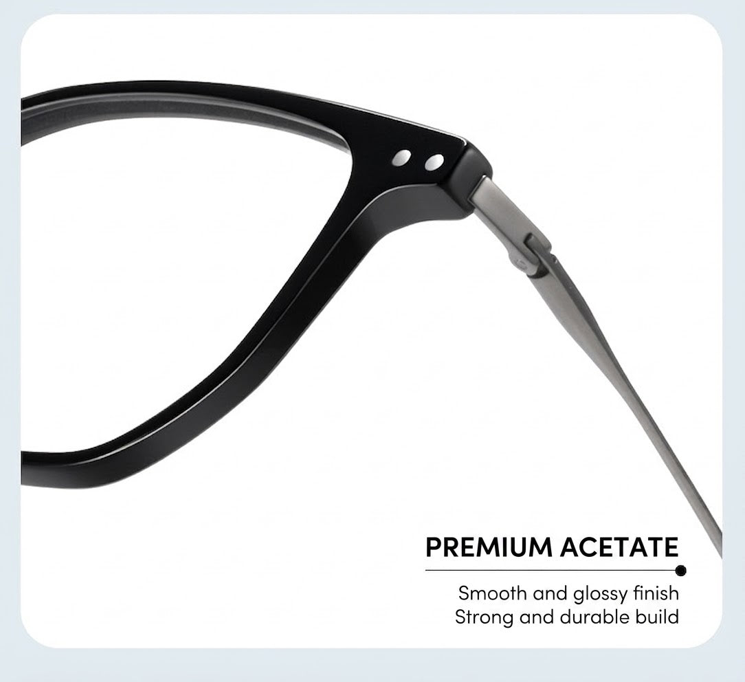 GG-F571 Lightweight Square Acetate & Titanium Eyeglasses – 52mm Unisex Optical Frame