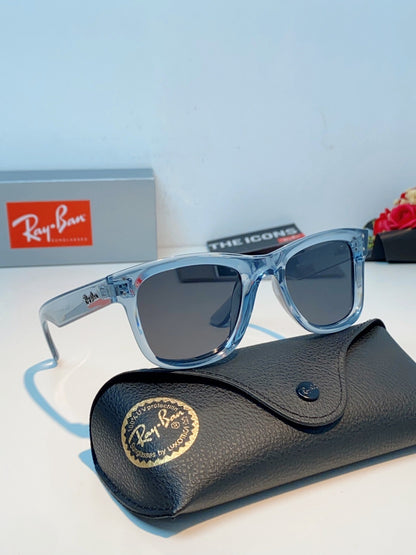 BR 0502 S Reverse Concave Lens Square Sunglasses – Transparent Ice Blue